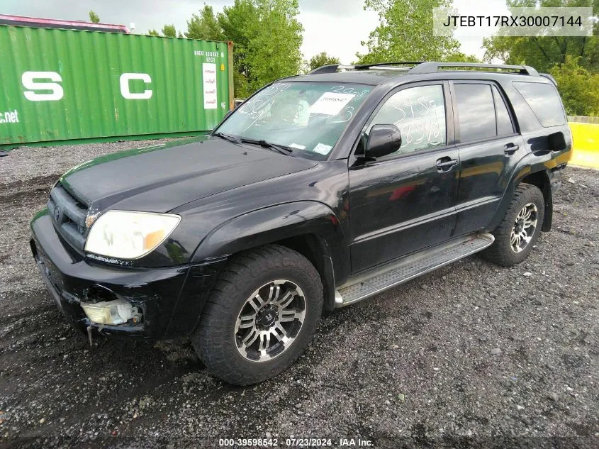 2003 Toyota 4Runner Limited V8 VIN: JTEBT17RX30007144 Lot: 39598542