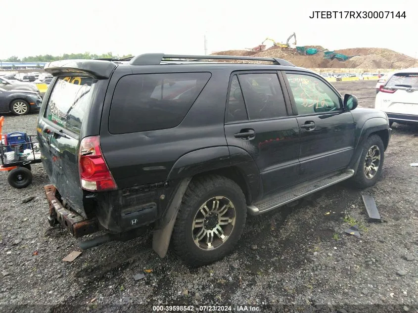 2003 Toyota 4Runner Limited V8 VIN: JTEBT17RX30007144 Lot: 39598542