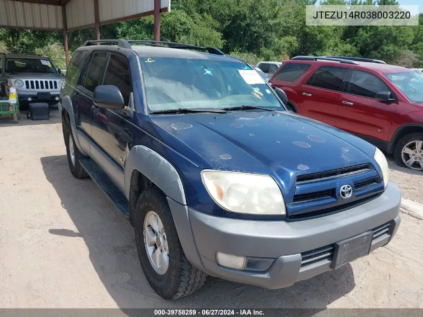 2003 Toyota 4Runner Sr5 V6 VIN: JTEZU14R038003220 Lot: 39758259