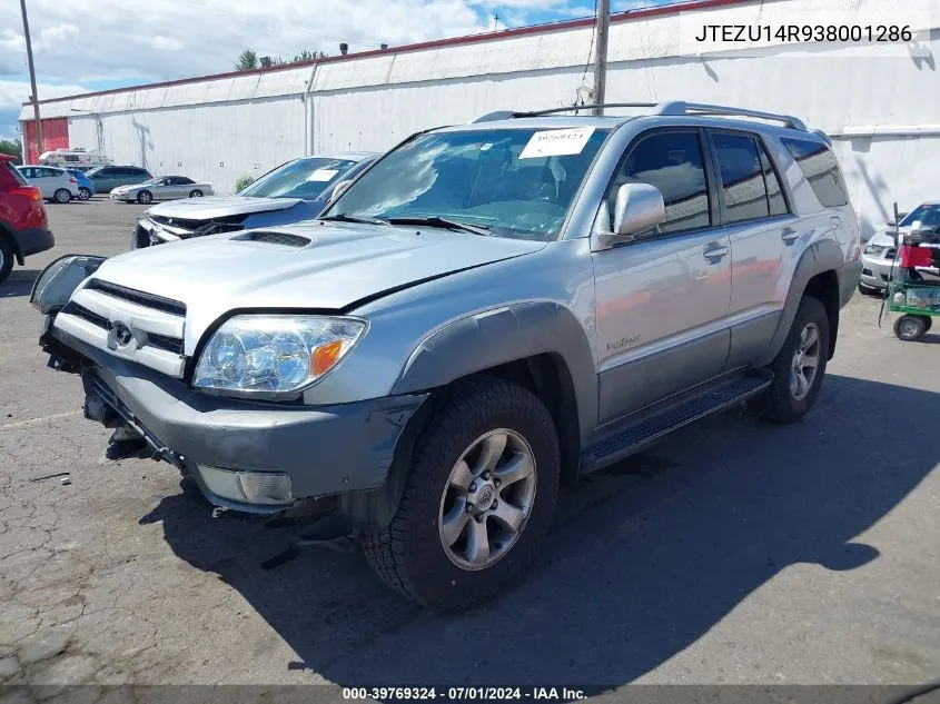 2003 Toyota 4Runner Sr5 Sport V6 VIN: JTEZU14R938001286 Lot: 39769324