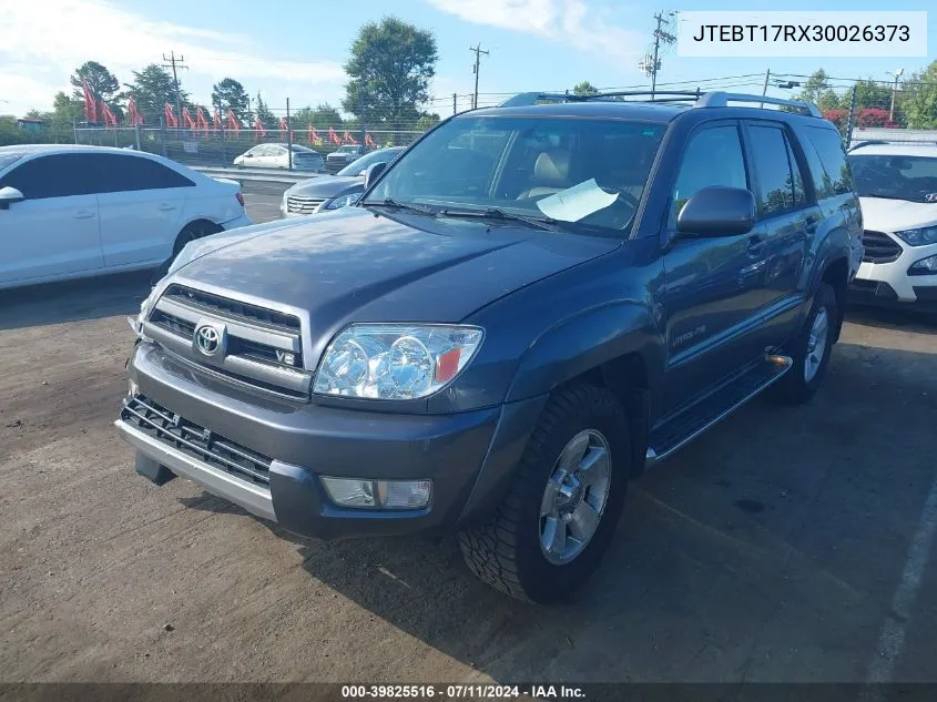 2003 Toyota 4Runner Limited V8 VIN: JTEBT17RX30026373 Lot: 39825516