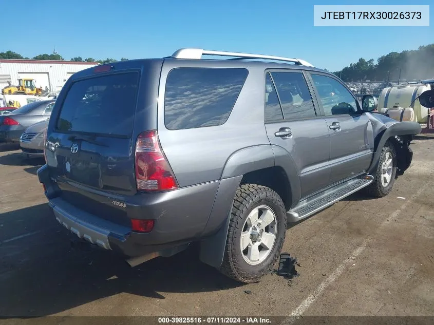 2003 Toyota 4Runner Limited V8 VIN: JTEBT17RX30026373 Lot: 39825516