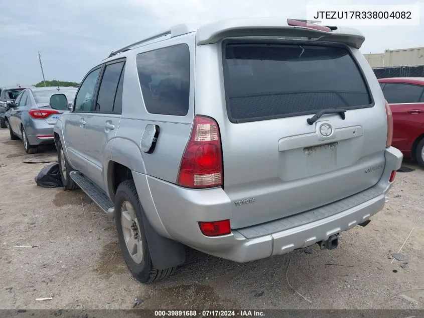 2003 Toyota 4Runner Limited V6 VIN: JTEZU17R338004082 Lot: 39891688