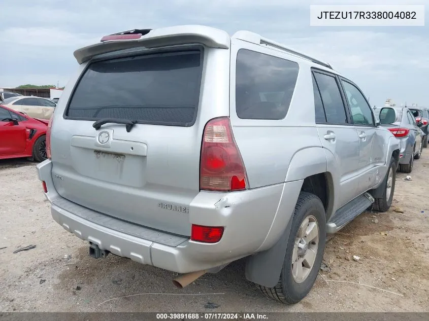 2003 Toyota 4Runner Limited V6 VIN: JTEZU17R338004082 Lot: 39891688