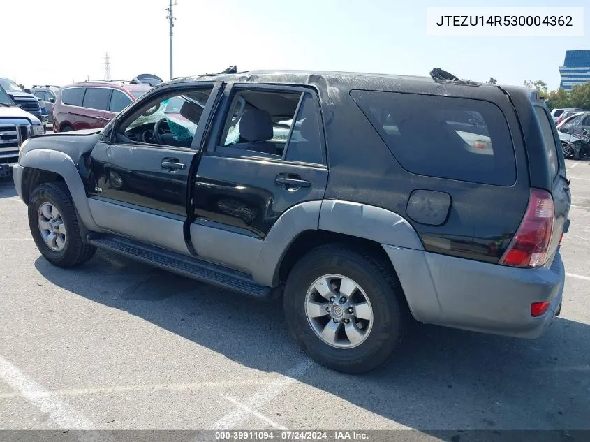 2003 Toyota 4Runner Sr5 V6 VIN: JTEZU14R530004362 Lot: 39911094