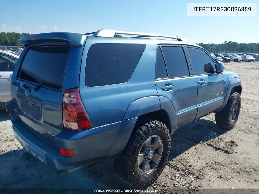 2003 Toyota 4Runner Limited V8 VIN: JTEBT17R330026859 Lot: 40150992