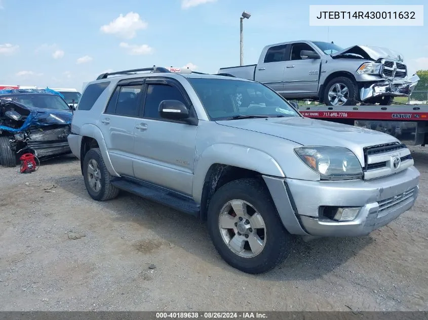 2003 Toyota 4Runner Sr5 V8 VIN: JTEBT14R430011632 Lot: 40189638