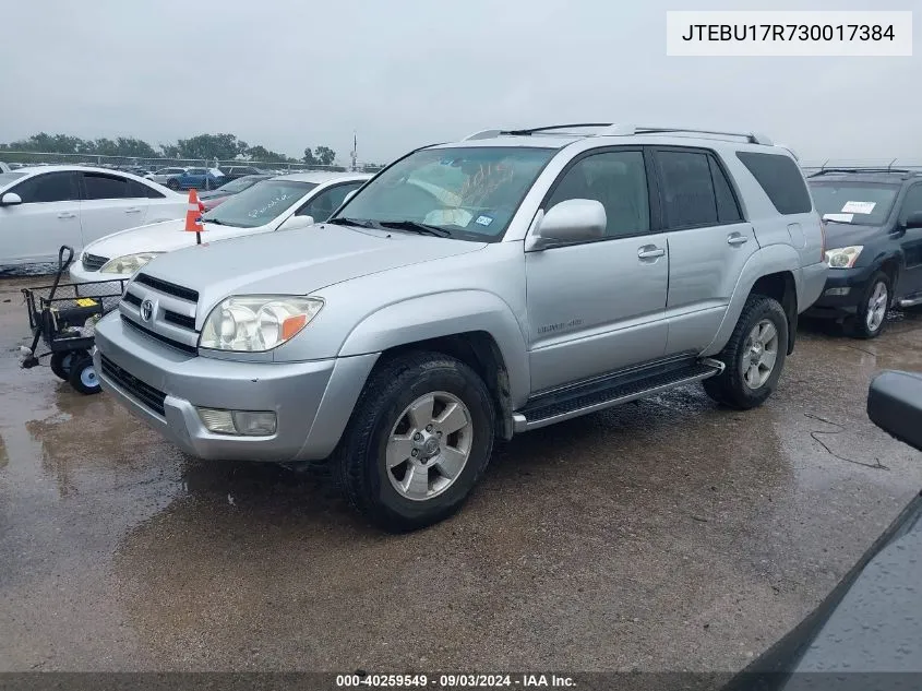 2003 Toyota 4Runner Limited V6 VIN: JTEBU17R730017384 Lot: 40259549