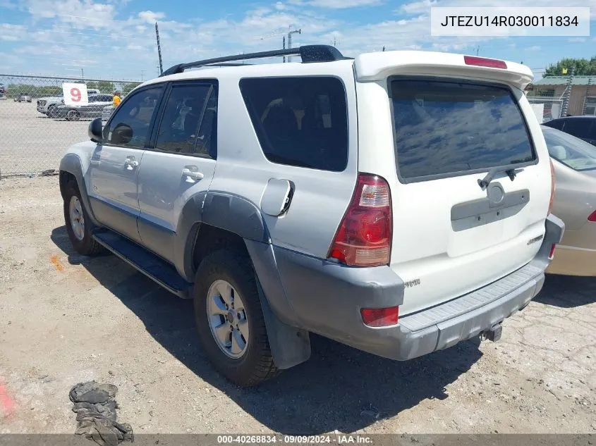 2003 Toyota 4Runner Sr5 V6 VIN: JTEZU14R030011834 Lot: 40268834