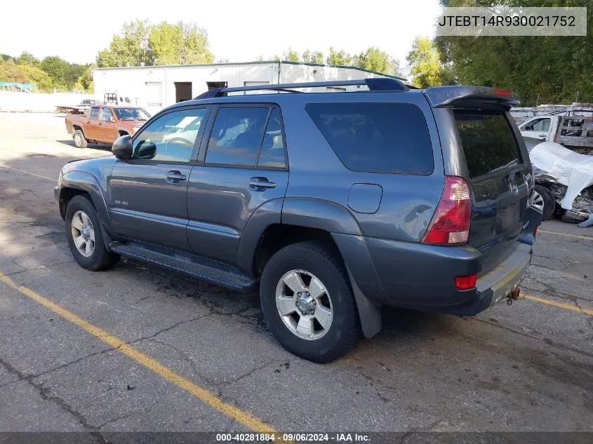 2003 Toyota 4Runner Sr5 V8 VIN: JTEBT14R930021752 Lot: 40281884