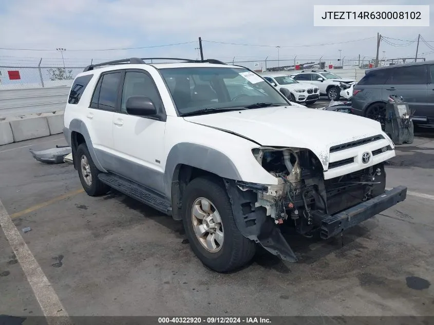 2003 Toyota 4Runner Sr5 V8 VIN: JTEZT14R630008102 Lot: 40322920