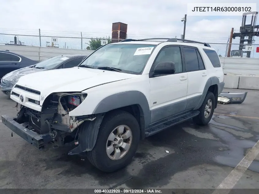 2003 Toyota 4Runner Sr5 V8 VIN: JTEZT14R630008102 Lot: 40322920