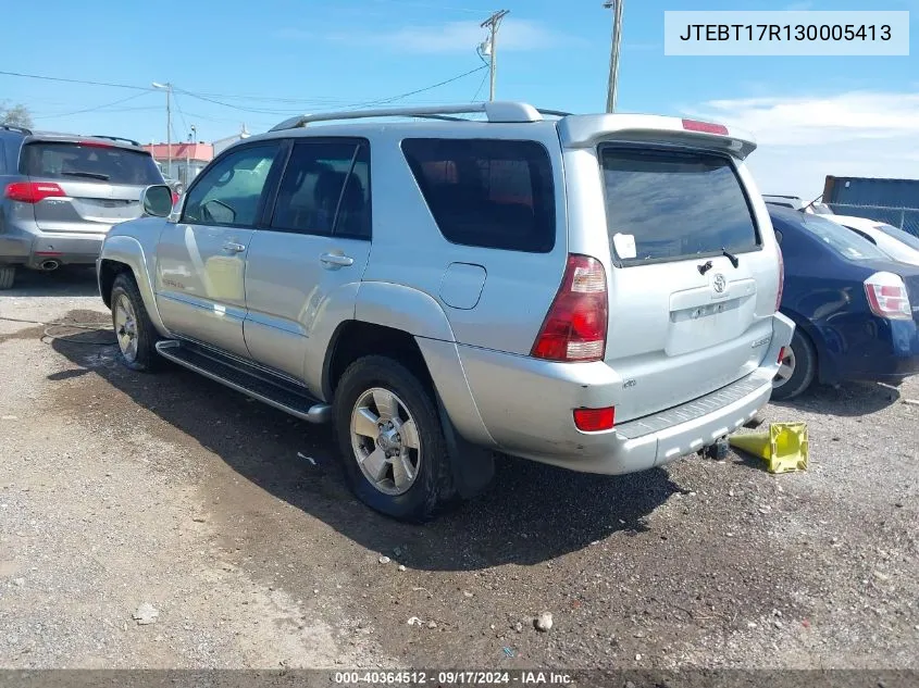 2003 Toyota 4Runner Limited V8 VIN: JTEBT17R130005413 Lot: 40364512