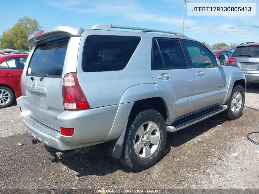 2003 Toyota 4Runner Limited V8 VIN: JTEBT17R130005413 Lot: 40364512