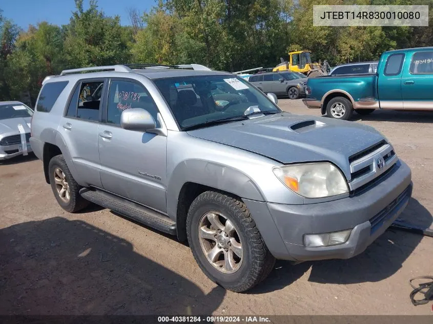 2003 Toyota 4Runner Sr5 Sport V8 VIN: JTEBT14R830010080 Lot: 40381284