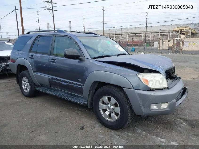 2003 Toyota 4Runner Sr5 V8 VIN: JTEZT14R030005843 Lot: 40395855