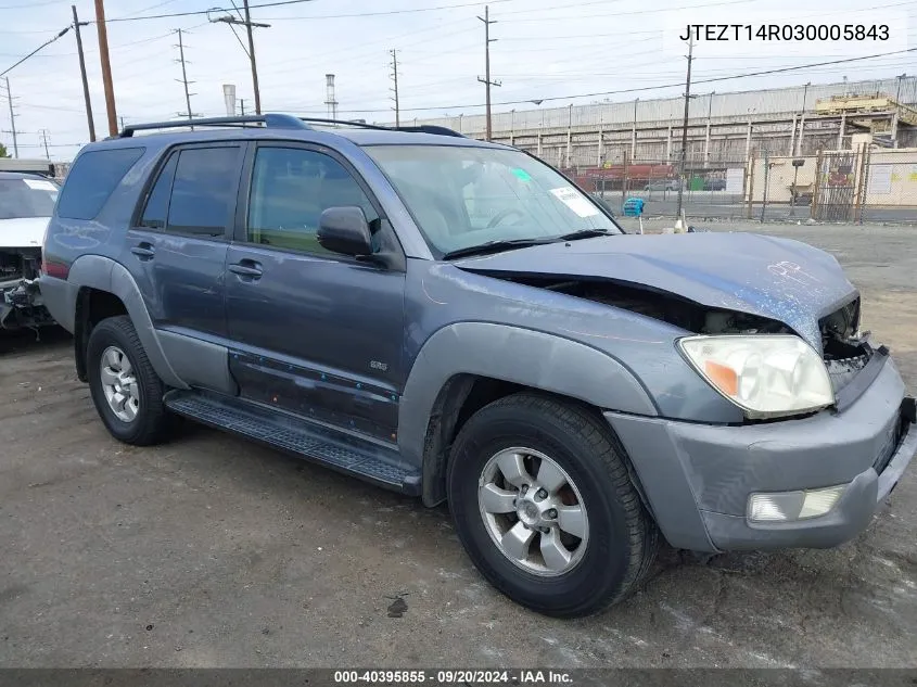 2003 Toyota 4Runner Sr5 V8 VIN: JTEZT14R030005843 Lot: 40395855