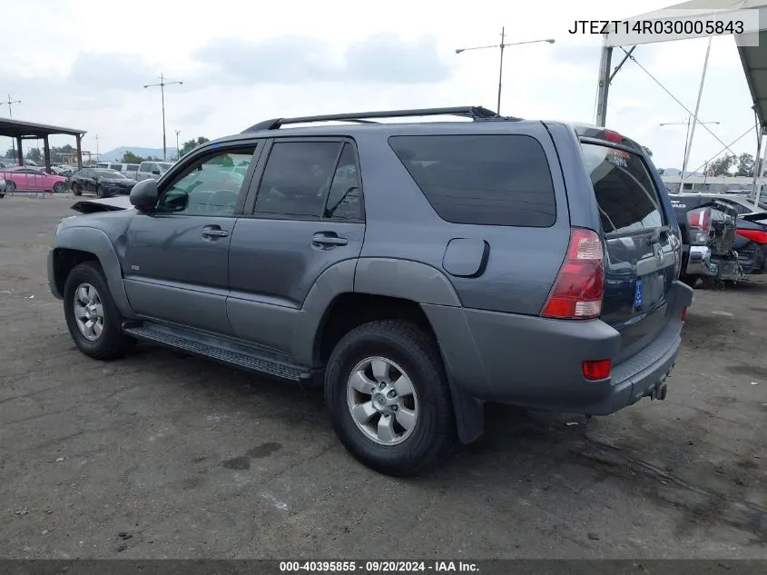 2003 Toyota 4Runner Sr5 V8 VIN: JTEZT14R030005843 Lot: 40395855