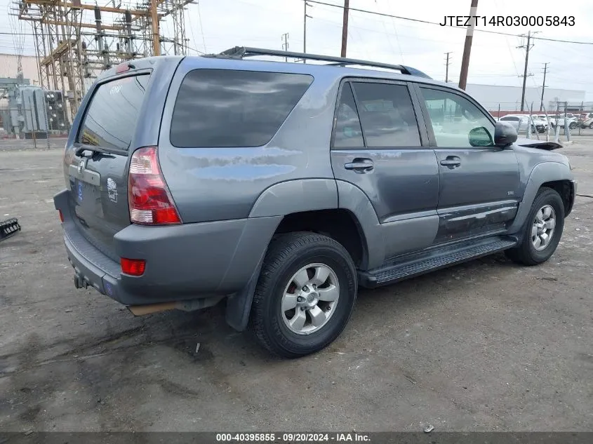 2003 Toyota 4Runner Sr5 V8 VIN: JTEZT14R030005843 Lot: 40395855