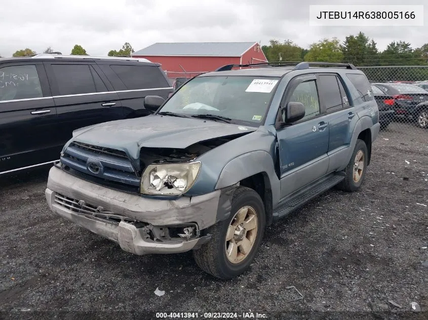 2003 Toyota 4Runner Sr5 V6 VIN: JTEBU14R638005166 Lot: 40413941