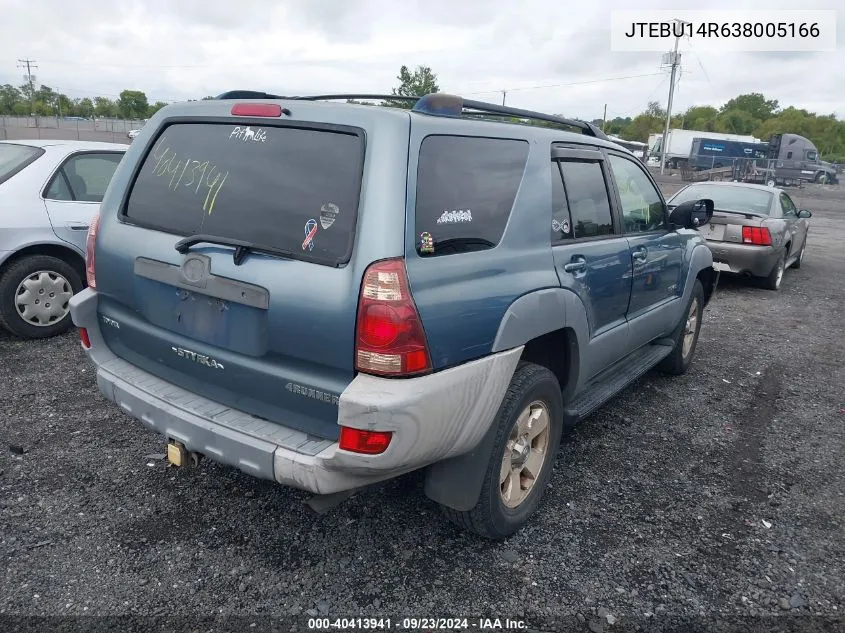 2003 Toyota 4Runner Sr5 V6 VIN: JTEBU14R638005166 Lot: 40413941