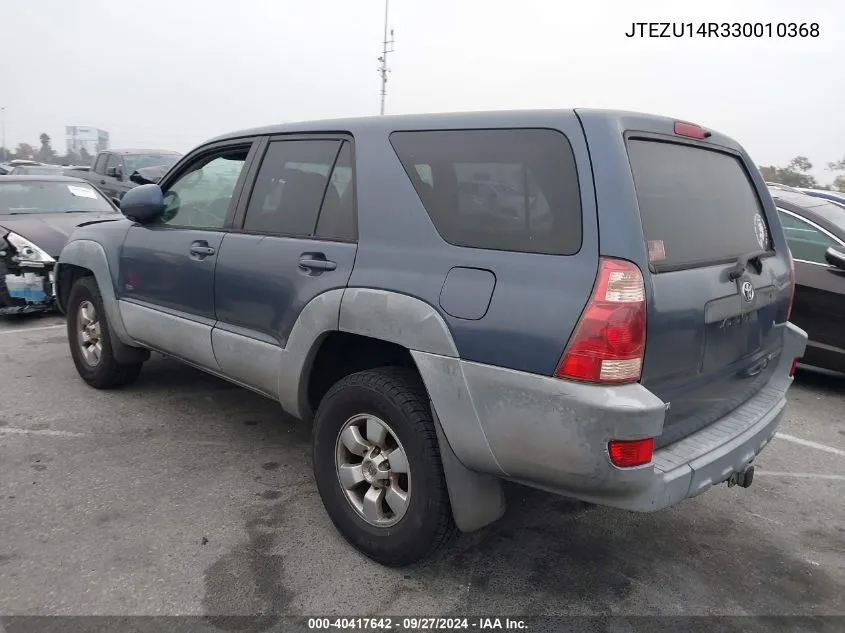 2003 Toyota 4Runner Sr5 V6 VIN: JTEZU14R330010368 Lot: 40417642