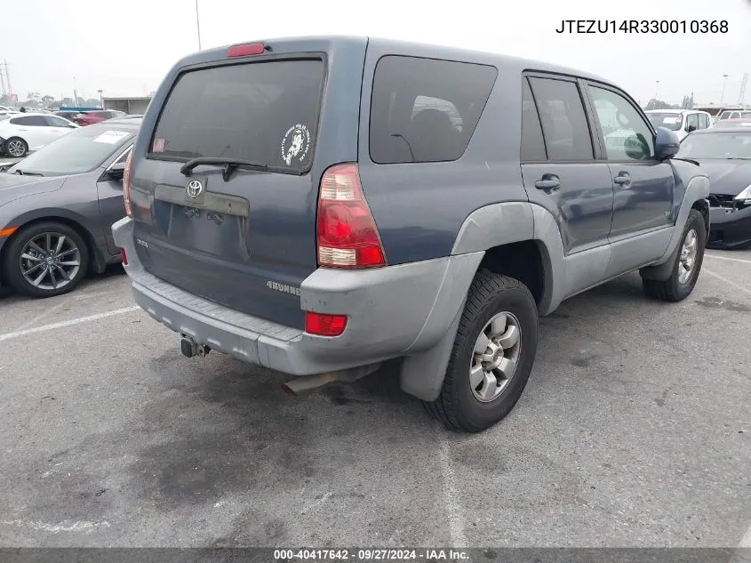 2003 Toyota 4Runner Sr5 V6 VIN: JTEZU14R330010368 Lot: 40417642