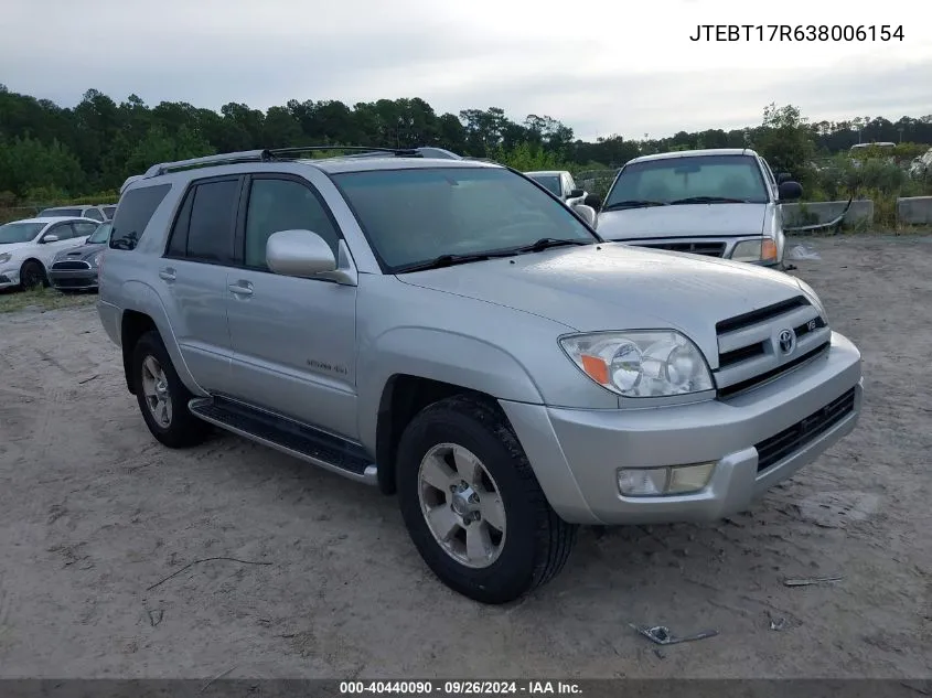 2003 Toyota 4Runner Limited VIN: JTEBT17R638006154 Lot: 40440090