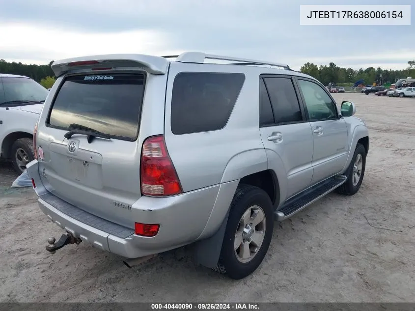 2003 Toyota 4Runner Limited VIN: JTEBT17R638006154 Lot: 40440090