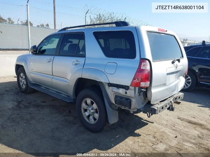 2003 Toyota 4Runner Sr5 V8 VIN: JTEZT14R638001104 Lot: 40442813