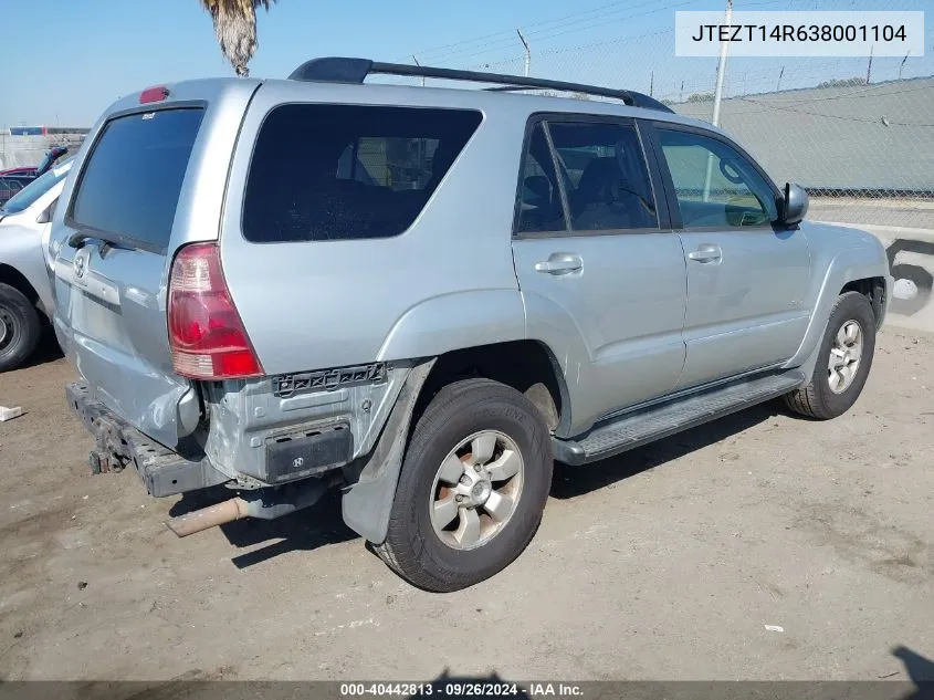 2003 Toyota 4Runner Sr5 V8 VIN: JTEZT14R638001104 Lot: 40442813