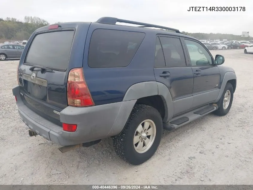 2003 Toyota 4Runner Sr5 V8 VIN: JTEZT14R330003178 Lot: 40446396