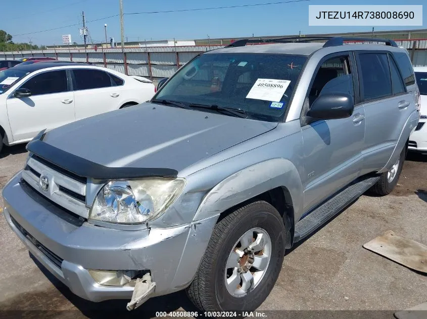 2003 Toyota 4Runner Sr5 V6 VIN: JTEZU14R738008690 Lot: 40508896