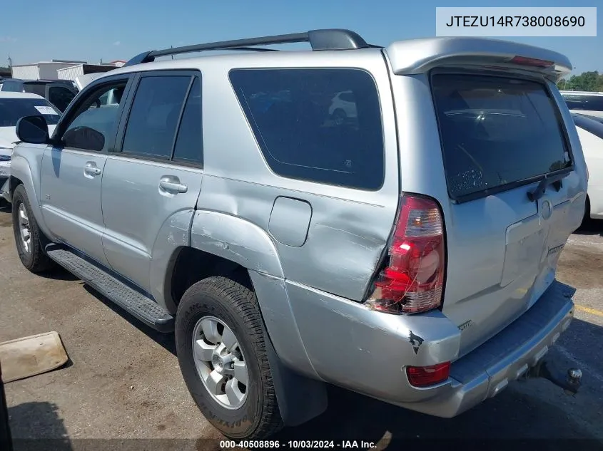 2003 Toyota 4Runner Sr5 V6 VIN: JTEZU14R738008690 Lot: 40508896