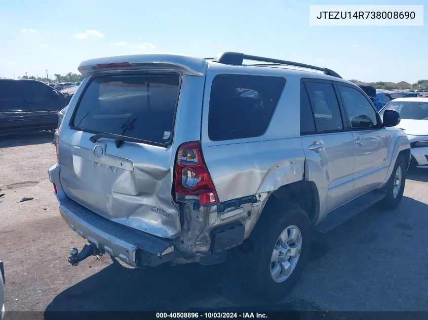 2003 Toyota 4Runner Sr5 V6 VIN: JTEZU14R738008690 Lot: 40508896