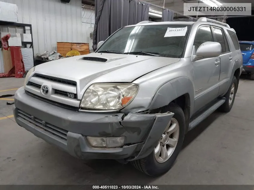 2003 Toyota 4Runner Sr5 Sport V8 VIN: JTEZT14R030006331 Lot: 40511023