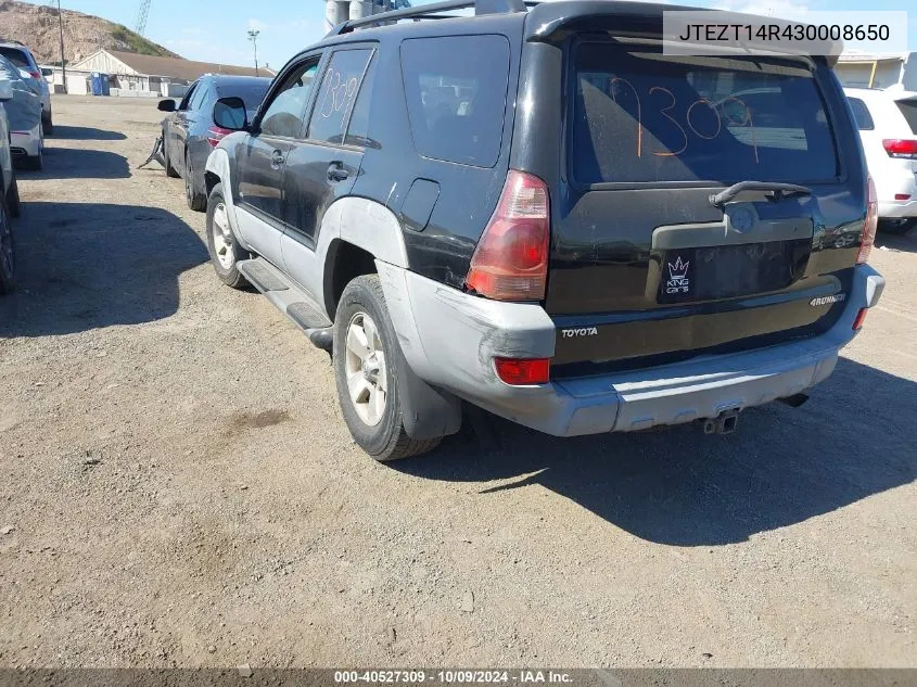 2003 Toyota 4Runner Sr5 V8 VIN: JTEZT14R430008650 Lot: 40527309