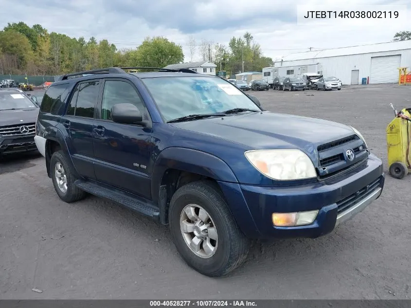 2003 Toyota 4Runner Sr5 V8 VIN: JTEBT14R038002119 Lot: 40528277