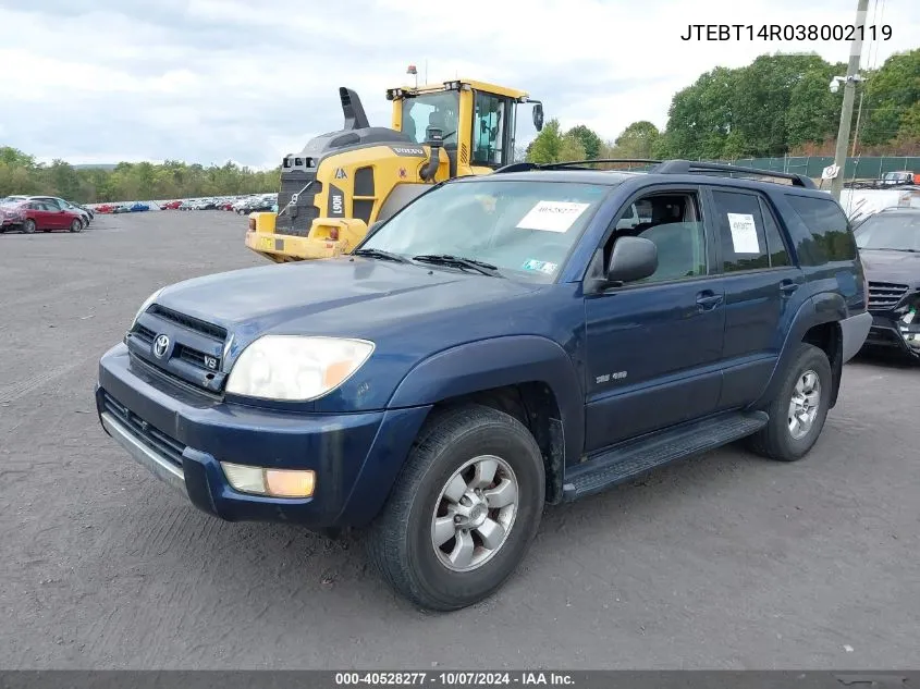 2003 Toyota 4Runner Sr5 V8 VIN: JTEBT14R038002119 Lot: 40528277