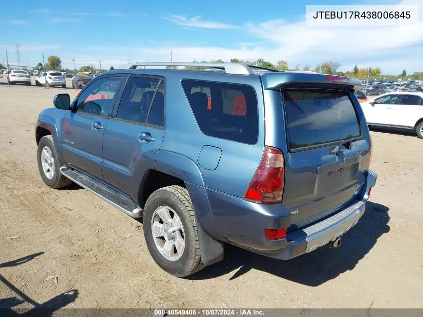 2003 Toyota 4Runner Limited V6 VIN: JTEBU17R438006845 Lot: 40549408