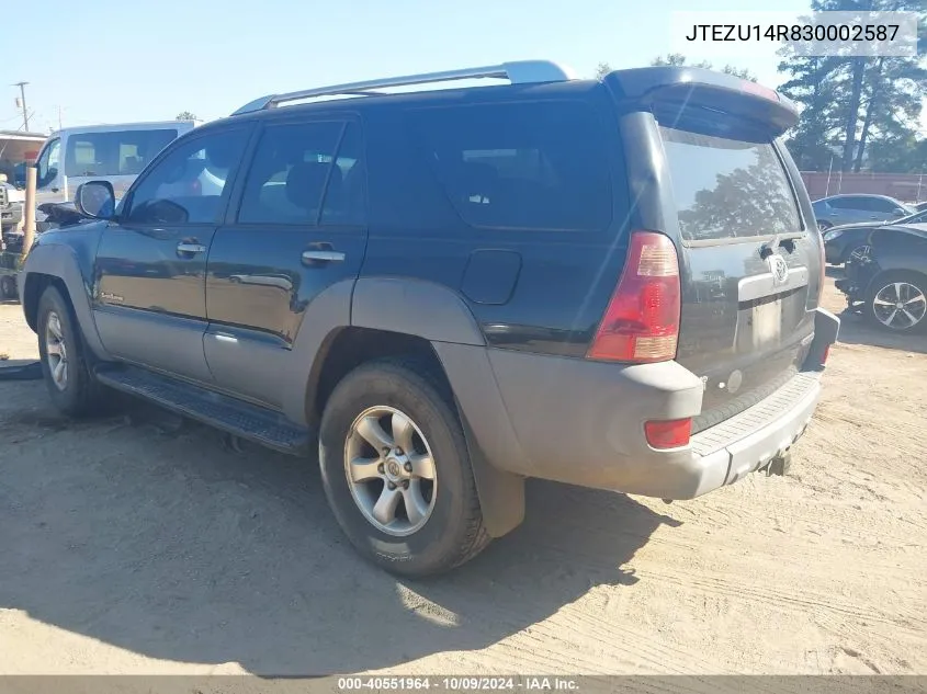 2003 Toyota 4Runner Sr5 Sport V6 VIN: JTEZU14R830002587 Lot: 40551964