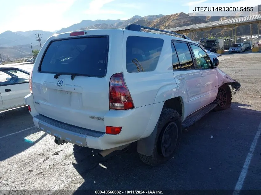 2003 Toyota 4Runner Sr5 V6 VIN: JTEZU14R130015455 Lot: 40566882