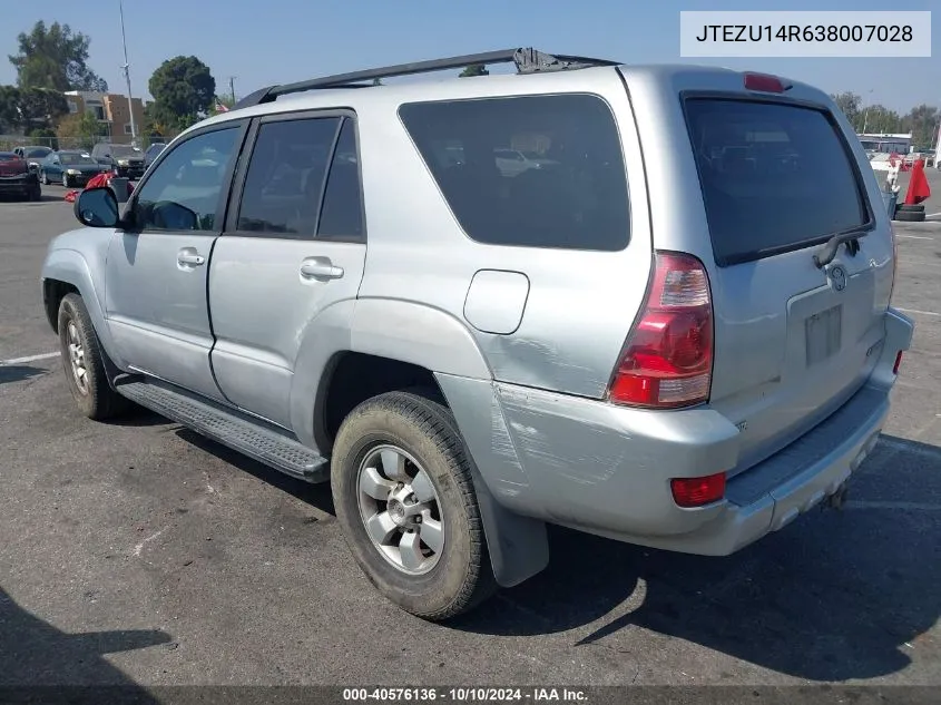 2003 Toyota 4Runner Sr5 V6 VIN: JTEZU14R638007028 Lot: 40576136