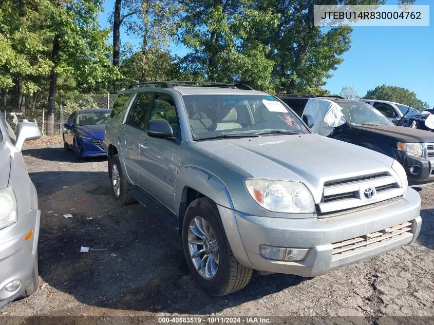 2003 Toyota 4Runner Sr5 V6 VIN: JTEBU14R830004762 Lot: 40583519