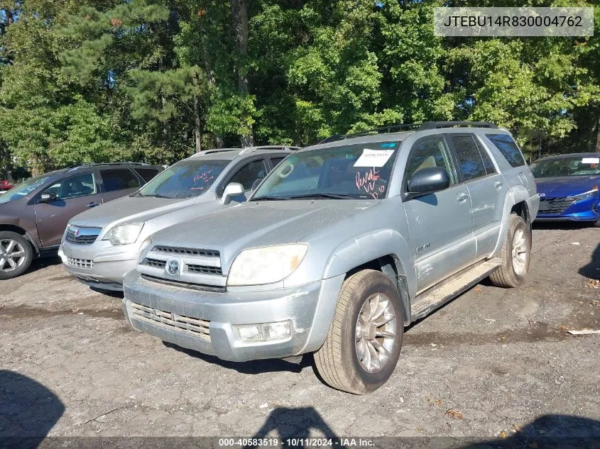 2003 Toyota 4Runner Sr5 V6 VIN: JTEBU14R830004762 Lot: 40583519