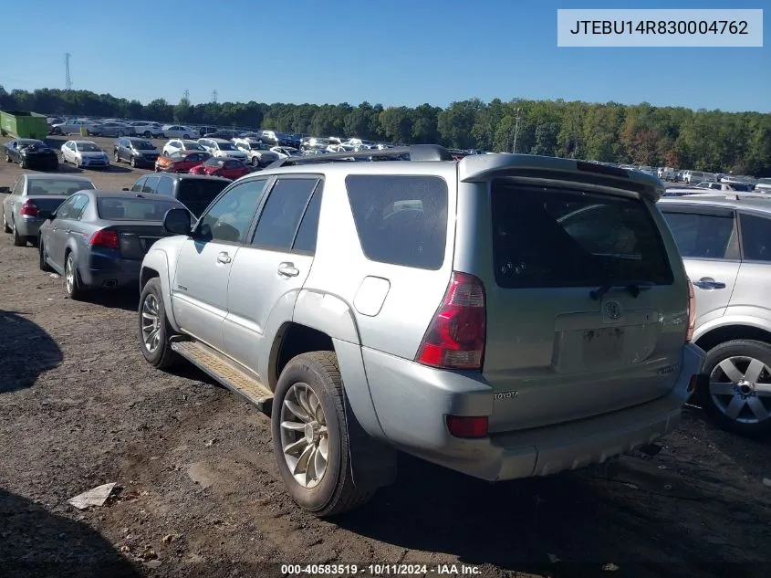 2003 Toyota 4Runner Sr5 V6 VIN: JTEBU14R830004762 Lot: 40583519