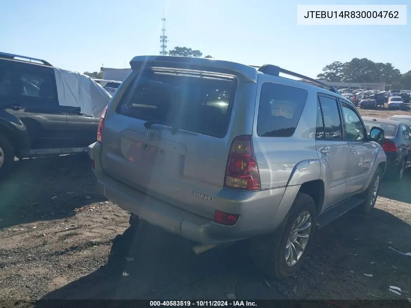 2003 Toyota 4Runner Sr5 V6 VIN: JTEBU14R830004762 Lot: 40583519