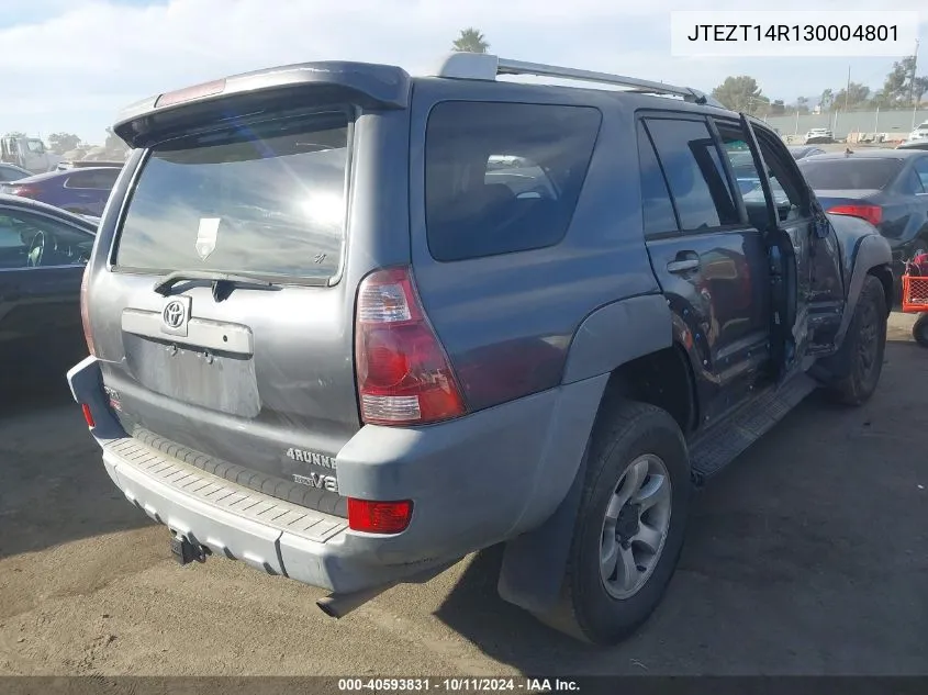 2003 Toyota 4Runner Sr5 Sport V8 VIN: JTEZT14R130004801 Lot: 40593831