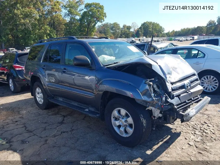 2003 Toyota 4Runner Sr5 V6 VIN: JTEZU14R130014192 Lot: 40679998