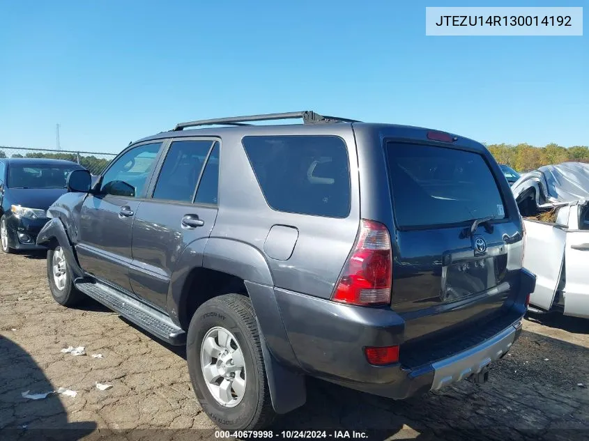 2003 Toyota 4Runner Sr5 V6 VIN: JTEZU14R130014192 Lot: 40679998